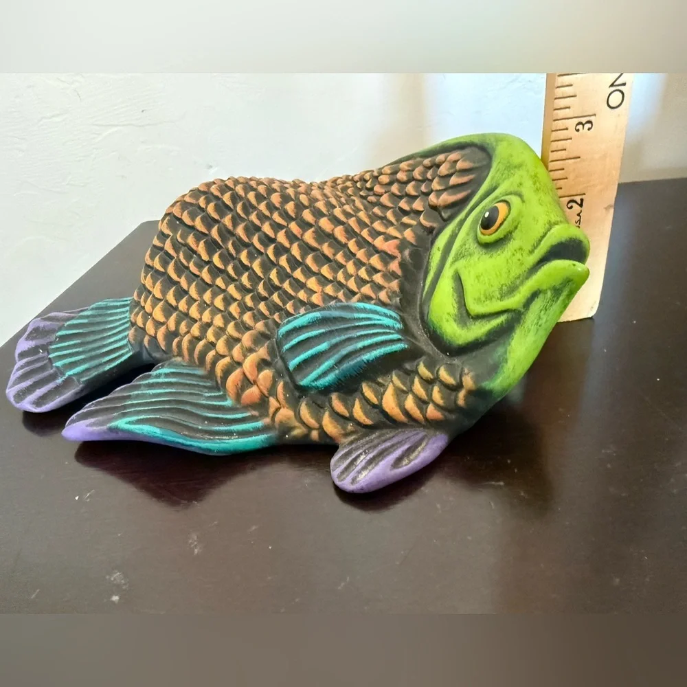 Tonala Mexican‎ Pottery Fish, Folk Art Colorful Vintage  3-D Estate